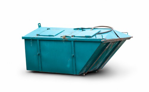 Photograph of waste collection in Shadwell, showing accessible service vehicle and crew